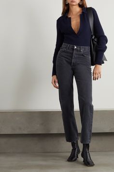 AGOLDE + NET SUSTAIN '90s organic high-rise straight-leg jeans | NET-A-PORTER Marlene Jeans, Straight Leg Jeans Outfits, Chique Outfit, Mode Tips, Looks Pinterest, Agolde Jeans, Nashville Outfits, Black Jeans Outfit, Looks Street Style