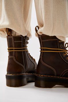 Dr. Martens Jadon Archive Boots | Free People Dr Martens Mary Janes, Dr Martens Jadon, Combat Boot, Heritage Fashion, Mode Inspo, Crazy Horse, Goodyear Welt, Sneakers Men Fashion, Cute Shoes