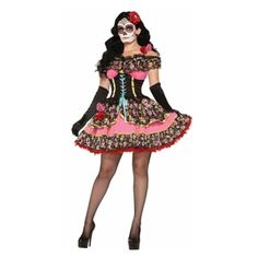 SKULL COSTUME SENORITA Halloween Costumes Women Scary, Sugar Skull Costume, Halloween Bride, Zombie Bride, Carnival Dress, Day Of Dead, Black And Pink Dress, Halloween Fancy Dress, Halloween Snacks