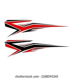 an abstract red and black design on a white background, suitable for use in logos or emblems