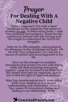 the prayer for praying with a negative child