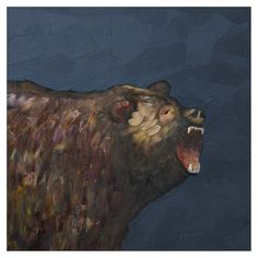 a painting of a bear with its mouth open