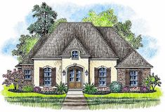 this is an artist's rendering of the front elevation of these european home plans