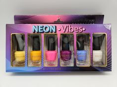 Beautifully You Neon Vibes 6Pc Nail Polish Set Yellow Gold Pink Berry Blue White See other items by same seller! 90s Makeup, Powder Nail Polish, Pink Berry, Nail Polish Set, Nail Polish Sets, Beauty Nail, Pedicure Nails, Powder Nails, Manicure And Pedicure