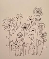 a drawing of flowers in black and white