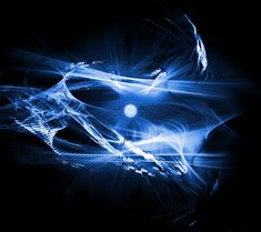 an abstract blue background with lines and shapes in the center, on a black background