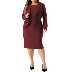 Agnes Orinda is a plus-size brand inspired by the needs of its customers. It can suit you on various occasions, and show your perfect curves through appropriate tailoring, and the comfortable fabric allows you to enjoy a pleasant experience. The blazer jacket features a classic design with a regular fit, making it suitable for business casual settings. The bodycon silhouette creates a sleek and feminine look, making it ideal for professional and social occasions. It can be effortlessly paired wi Business Professional Dresses, Plus Size Business Attire, Plus Size Professional, Business Casual Suit, Plus Size Blazer, Plus Size Suits, Sleeveless Suit, Perfect Curves, Plus Size Two Piece