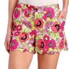 Cappagallo Nwt Pink Yellow, Lime Green Floral Pattern With Scalloped Hem Shorts. Size 10 Nwt Machine Washable Measurements:Laying Flat Waist 18” Length From Top To Hem At Bottom: 13.5” Retails For $59.99 Per Tag On Item Colorful , Stunning Pattern Of Flowers Including Neon Lime, Pink And Yellow Colors In Fabric H023 Lululemon Speed Up Shorts, Yellow Lime, Hot Shorts, Lightweight Shorts, Scalloped Hem, Vintage Shorts, Pink Yellow, Paisley Print, Lime Green