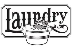 the laundry logo is shown in this black and white photo, with an image of a bucket