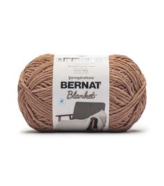 bernat blaukraut yarn in light brown, on a white background with the label