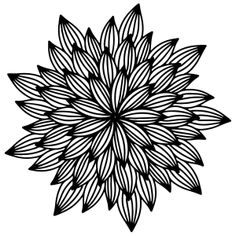 a black and white drawing of a flower on a white background, with lines in the middle