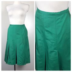 Amazing, bright green skirt from the 70's! Fitted shape, knee length,  high waist, pleated. Handmade, glossy, silky fabric. ESTIMATED SIZE UK12 EU38 MEASUREMENTS WAIST: 26" or 66cm HIP: 38'' or 96.5cm LENGTH: 25" or 63.5cm PAYMENT I accept Paypal.  SHIPPING Usually, I post items by Post within 1-2 working days of payment. I combine postage for multiple items. Tracking to most countries can be provided with no additional cost. I am shipping from Latvia. Based on your location, your items might ta 70s Skirt, Green Skirt, Bright Green, Vintage 70s, Knee Length, Womens Skirt, Favorite Outfit, Vintage Outfits, Im Not Perfect