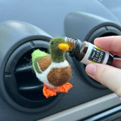 Unusual handmade decor for your car. You can use this wool figurine as an air freshener (for this, just drop a few drops of aroma oil or spritz your favorite perfume on the item). This wool figurine is 100% made entirely by hand using the technique of wool felting. The item is made of 100% wool. This air clip is ready to install right away (the wool figurine is already attached to the metal air intake holder).  About sizes (Approximate dimensions)  Mallard duck: Height - 2.2/2.6 in (5.5/6.5 cm), Cute Air Freshener For Car, Cute Car Decor Ideas, Diy Car Air Freshener, Natural Car Air Freshener, Blue Bronco, Silly Gifts, Duck Gifts, Car Freshies, Wool Felting