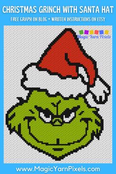 the grin face with santa hat is featured in this free crochet christmas pattern