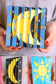 the steps to make an art project with popsicle sticks