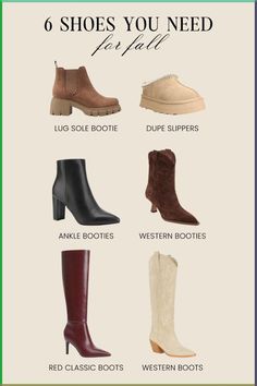 Get ready for the season with these 6 must-have shoes for fall! From trendy lug sole booties and classic ankle boots to stylish Western boots, these footwear picks will elevate your fall wardrobe. Stay fashionable and comfortable all season long. #FallShoes #BootSeason #FallFashion #WesternBoots #AnkleBoots Wearing Ankle Boots, Essential Shoes, Tall Western Boot, Shoes For Fall, Lug Sole Booties, Dolce Vita Booties, Cozy Boots, Lug Sole Boots, Trending Boots