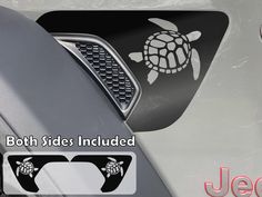 turtle decal on the side of a vehicle with both sides included and jeep stickers below