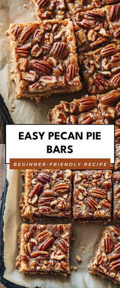 Image for Easy Pecan Pie Bars Pecan Bar Cookies, Pecan Bars Recipe Easy, Best Pecan Pie Bars, Easy Pecan Pie Bars, Pecan Bars Recipe, Pecan Pie Bars Easy, Easy Pecan Pie, Night In With Friends, Easy Bar Recipes