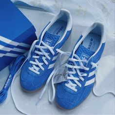 Brand : Adidas Item: Gazelle Indoor Size: Women’s 6.5 / 9 / 9.5 Condition: Nwt With Original Box Colors: Blue Fusion Gum Adidas La Trainer Blue, Adidas Sneakers Women Blue, Adidas Gazelle Indoor, Shoes Adidas, Adidas Gazelle, Blue Adidas, Adidas Shoes, Indore, Adidas Women