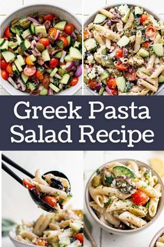 a bowl of Greek pasta salad. Green Pasta Salad, Greek Yogurt Marinated Chicken, Greek Chicken Pasta, Mexican Chopped Salad, Chicken Pasta Salad Recipes, Greek Pasta Salad Recipe