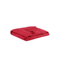 a red blanket is folded on top of a white background