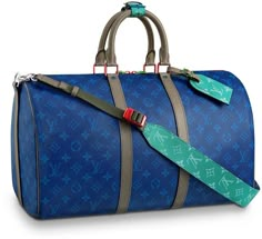 Louis Vuitton Keepall Bandouliere Monogram Outdoor With Strap 45 Pacific Blue Louis Vuitton Duffle, Louis Vuitton Duffle Bag, Handbags Blue, Louis Vuitton Luggage, Louis Vuitton Travel, Mens Bags Fashion, Blue Handbags, Blue Purse, Fashion Tote Bag