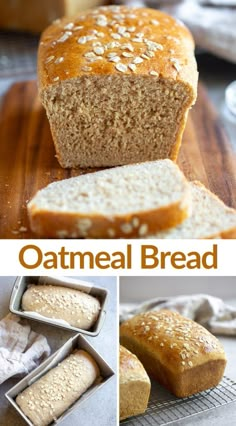 an oatmeal bread is cut into slices and placed on a cutting board