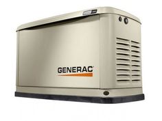 the generator is on display in front of a white background with an orange and black logo