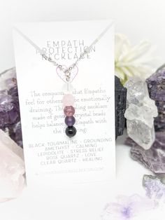 Hey, I found this really awesome Etsy listing at https://www.etsy.com/listing/969825865/empath-protection-necklace-hsp Crystal Necklace Diy, Empath Protection, Rose Quartz Healing, Black Amethyst, Healing Necklace, Protection Necklace, Crystal Design, Hanging Pendants, Empath