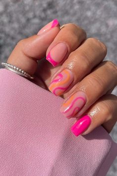 Are you ready to add a pop of fun to your summer mani? Well then check out these adorable pink and orange nail designs I found online! Orange Nail Designs Simple, Orange Nails Acrylic Short Square, Orange And Pink Nails Square, Summer Nail Inspo Short Almond, Pink Red And Orange Nails, Nail Designs Pink And Orange, Pink Nails W Design, Orange And Pink Gel Nails, Pink And Orange Gel Nails