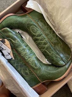 Green Cowboy Boots, Women Knee High Boots, Bota Country, Mode Hippie