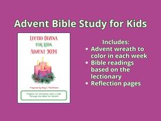 an ad for the children's bible with candles and holly wreaths on it