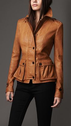 BURBERRY Lambskin Burberry Leather Jacket, Lambskin Jacket, Leather Jacket Style, Brown Leather Jacket, Leather Jackets Women, Leather Fashion, Red Leather Jacket, Hoodie Fashion