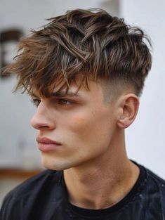 Mens Light Brown Hair, Textured Crop Hair Men, Textured Fade, Trendy Boys Haircuts, Clean Background, Angular Face, Mens Haircuts Short Hair, Textured Crop, Crop Haircut