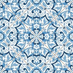 a blue and white tile pattern