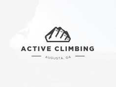 the logo for active climbing against a white background with black and gray lettering on it