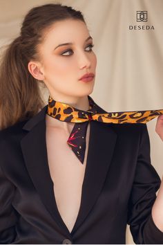 DESEDA x Kelli DePaolis limited edition design. Scarf Styling: Neck Tie. 100% silk scarf. Printed in Italy and hand rolled edges. Black Floral Print Scarf, Chic Multicolor Silk Scarf For Parties, Bohemian Scarf With Abstract Print, Silk Scraf, Scarf Styling, Abstract Animal Print, Design Scarf, Silk Neck Scarf, Wild Child