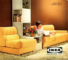 an advertisement for ikea furniture in 1970's and the same color as it appears in this ad