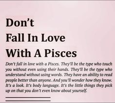 an advertisement with the words don't fall in love with a pisces