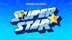 the super star logo is shown on a blue background with white and yellow stars in it