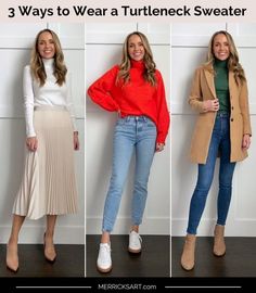 3 Cute Turtleneck Outfits You Can Copy - Merrick's Art Cute Turtleneck Outfits, Turtle Neck Outfit Casual, Cute Turtle Neck Outfits, Mock Turtleneck Outfit, Outfits Turtleneck, Turtle Neck Outfits, Cute Turtleneck, Turtleneck Outfits, Turtleneck Under