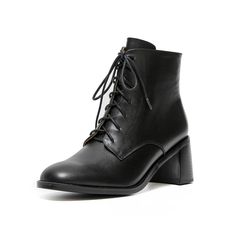 PRICES MAY VARY. Handmade Heel measures approximately 2.3" Round toe Comfortable Womens Heeled Lace-up Leather Ankle Boots Women's Heels, Black Ankle Boots, Leather Ankle Boots, Womens Heels, Special Features, Lotus, Ankle Boots, Lace Up, For Free