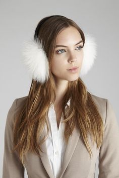 White Fox Fur Earmuffs with Leather Headband White Earmuffs, Fur Earmuffs, Leather Headband, Leather Headbands, Fur Accessories, Leather Frames, Velvet Headband, White Fox, Earmuffs