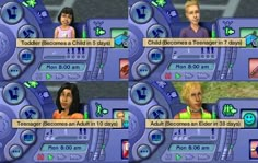 several screenshots of people talking to each other on the same screen as they appear in an interactive video game