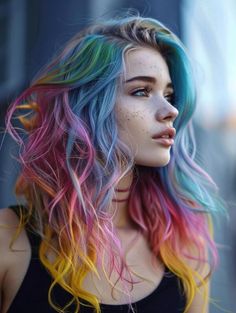 Creative Hair Color Blonde, Colorful Highlights, Summer Hair Color Ideas, Vivid Hair, Trendy Shades, Dramatic Hair, Colourful Hair, Balayage Ombre