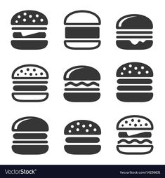 hamburgers icons set in black and white