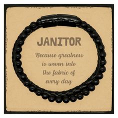 Sarcastic Janitor Stone Leather Bracelets Gifts, Christmas Holiday Gifts for Janitor Birthday Message Card, Janitor: Because greatness is woven into the fabric of every day, Coworkers, Friends - Mallard Moon Gift Shop Coworkers Gifts, Bracelets Inspiration, Holiday Gif, Card Gifts, Birthday Stone, Beaded Leather Bracelet, Moon Gifts, Birthday Message, Braided Leather Bracelet