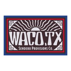 the waco - tx logo is shown in red, white and blue