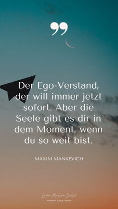 an airplane flying in the sky with a quote above it that reads,'der ego - verstand der will immer jeltt sofort