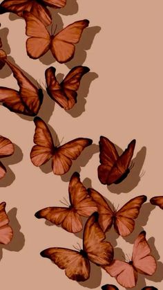 a group of orange butterflies flying in the air